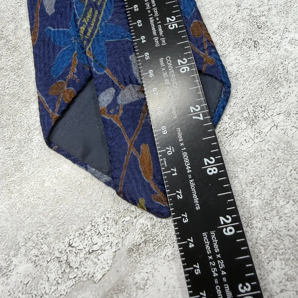 Ermenegildo Zegna Silk Tie Mens One Size Blue Floral Made In‎ Italy Necktie